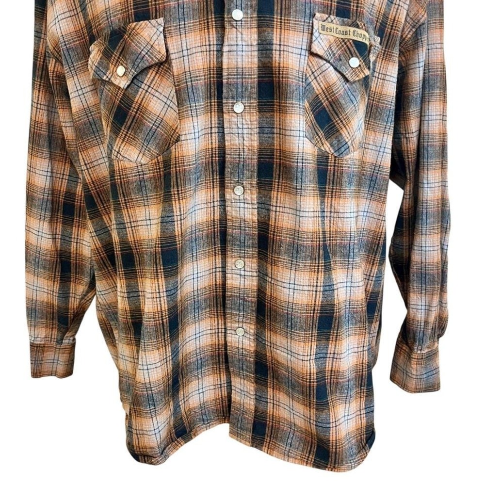 West Coast Choppers Jesse James Plaid Western‎ Snap Flannel Shirt XL Work Grunge - Picture 6 of 8